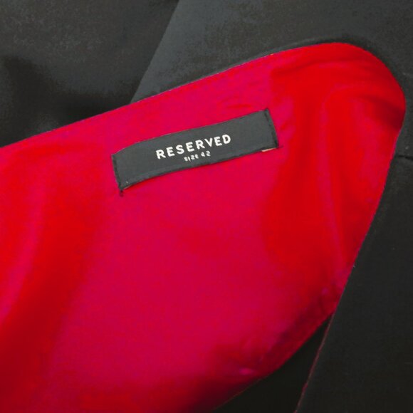 RESERVED Formal Black Satin Dress Red Lining Sleeveless V-Neck Front & Back 42 - Picture 7 of 8